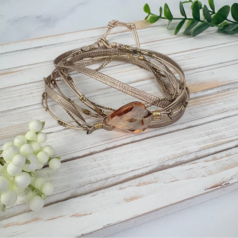 Nakamol Elegant Gold Wrap Bracelet with Crystal Accent
